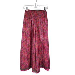 Boho Fashion Bohemian Art Silk Paisley Palazzo Pants Size Small Pink